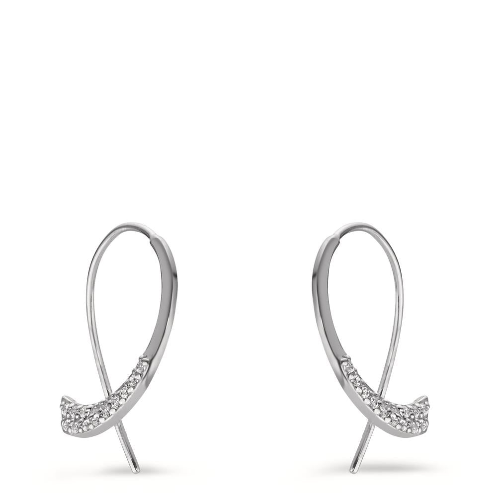 Boucles d'oreilles Argent Zircone blanc, 24 Pierres Rhodié