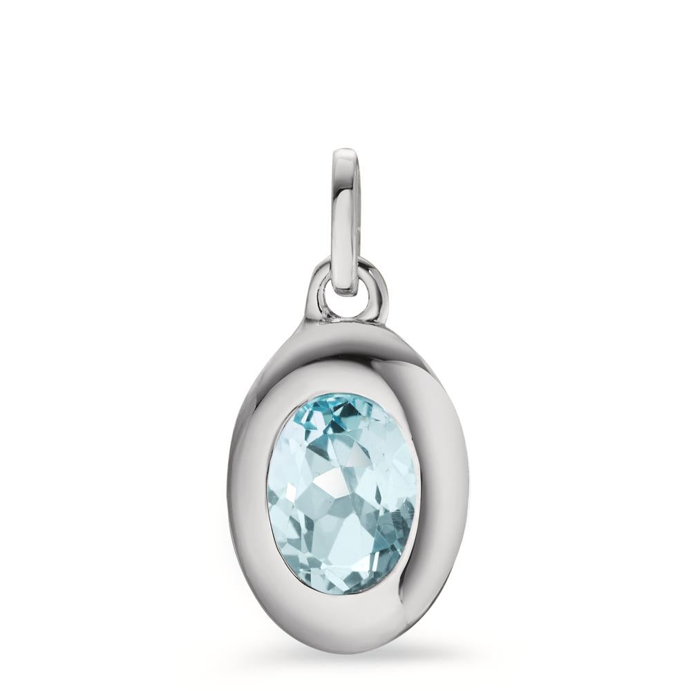 Pendentif Argent Topaze bleu Rhodié