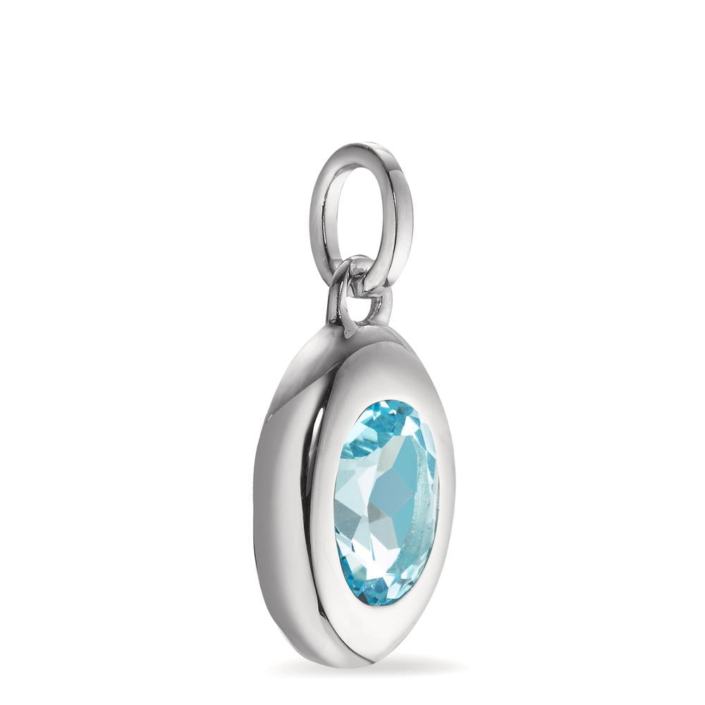 Pendentif Argent Topaze bleu Rhodié