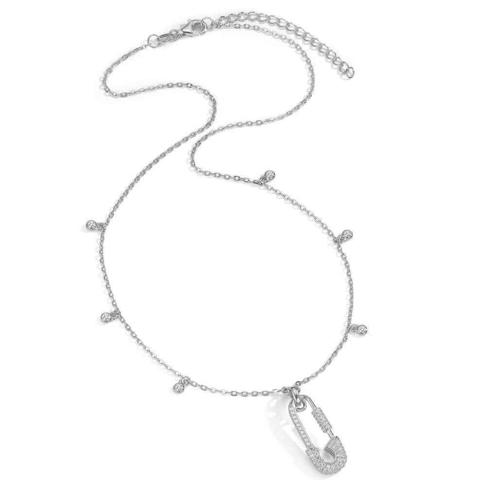 Collier Argent Zircone Rhodié Épingle à nourrice 40-45 cm