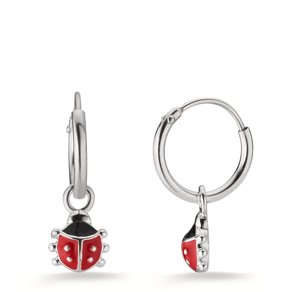 Créoles avec pendentif Argent Laqué Coccinelle Ø6 mm