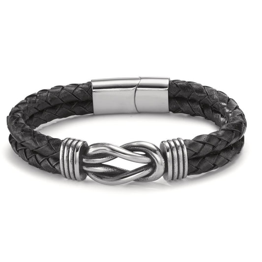 Bracelet Acier inoxydable, Cuir Patinée 21.5 cm