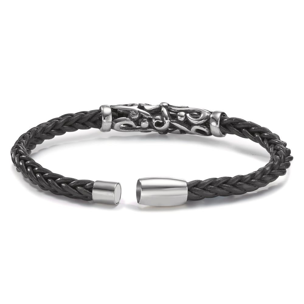 Bracelet Acier inoxydable, Cuir Patinée 22 cm Ø6.5 mm