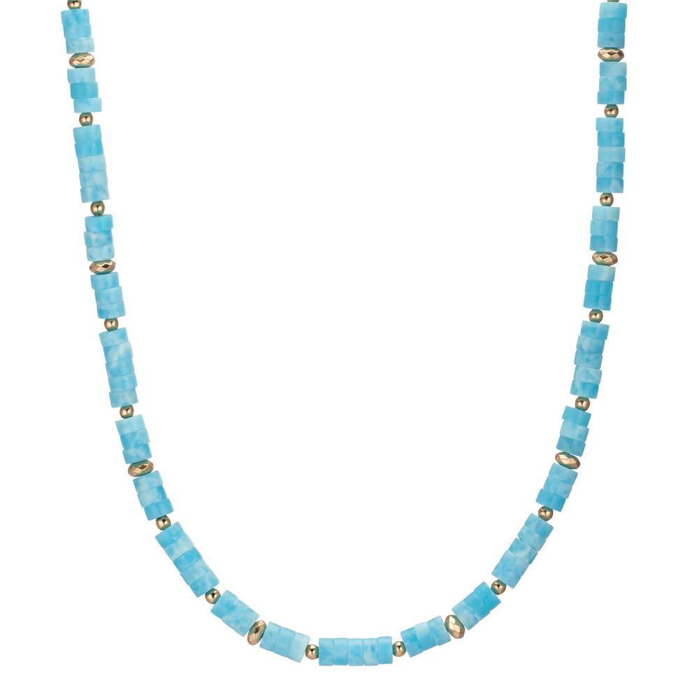 Collier Acier inoxydable Amazonite jaune PVD 43-46 cm