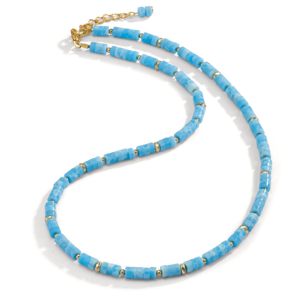 Collier Acier inoxydable Amazonite jaune PVD 43-46 cm