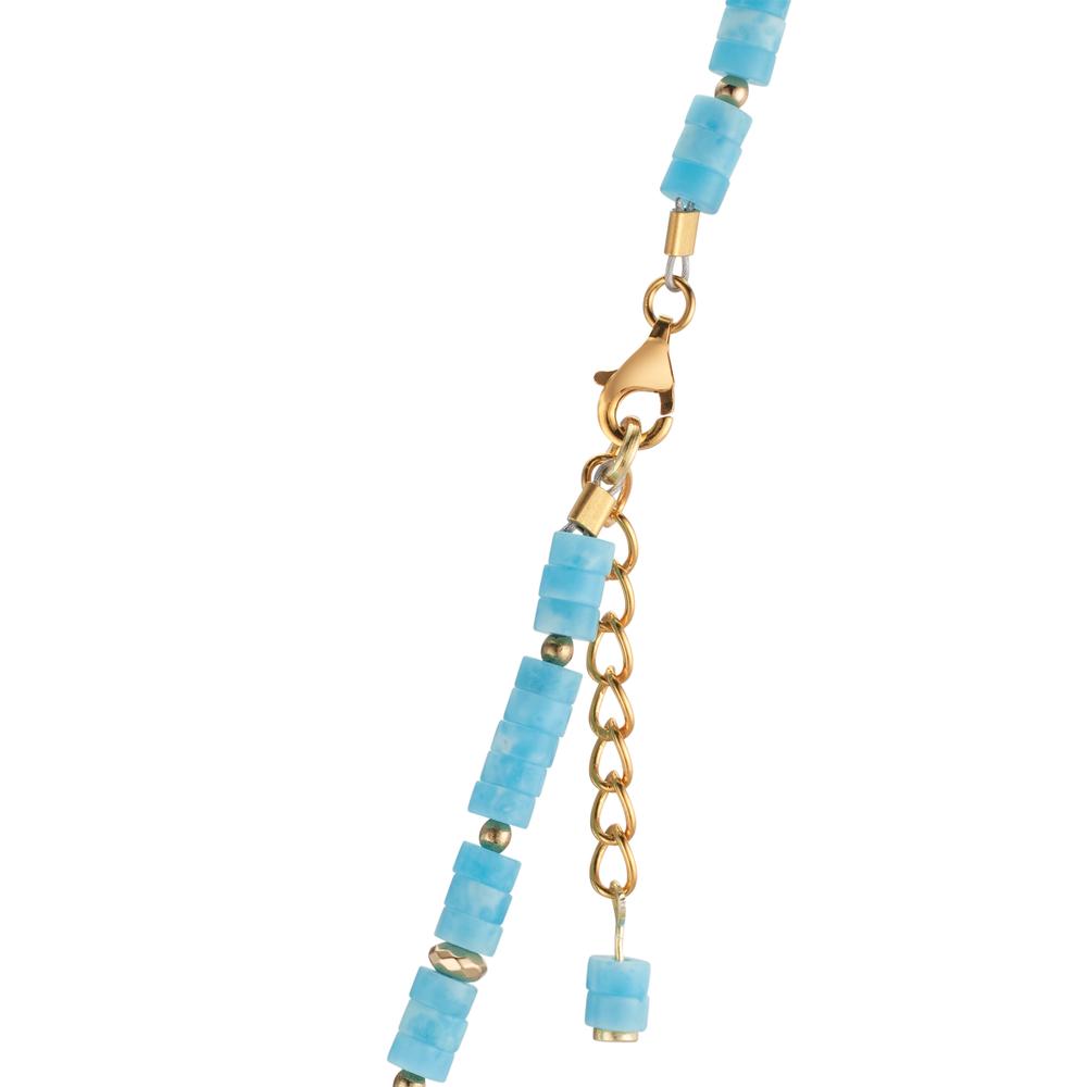 Collier Acier inoxydable Amazonite jaune PVD 43-46 cm