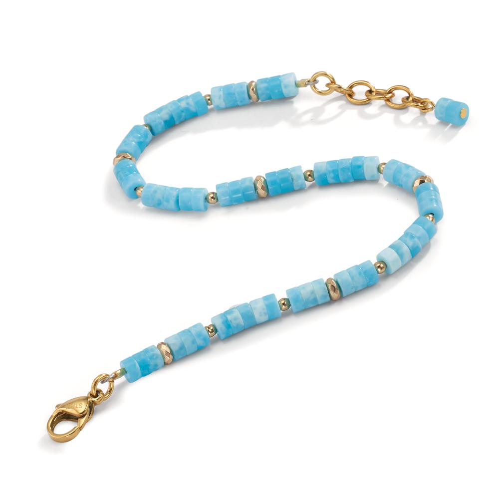 Bracelet Acier inoxydable Amazonite jaune PVD 20-22 cm