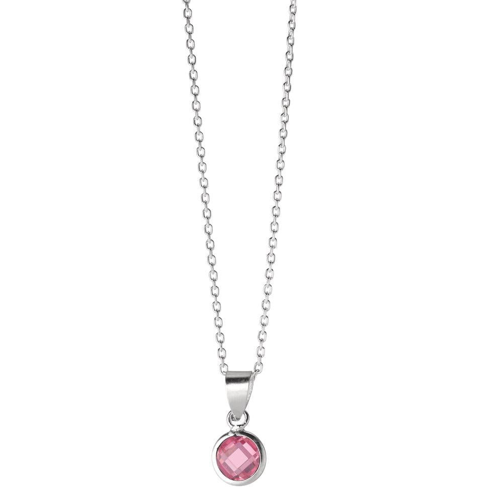 Chaînette avec pendentif Argent Zircone rose 40-42 cm Ø6 mm