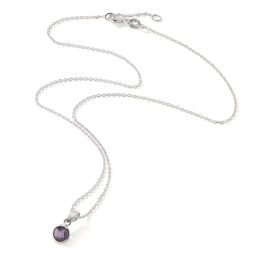 Chaînette avec pendentif Argent Zircone violet 40-42 cm Ø6 mm