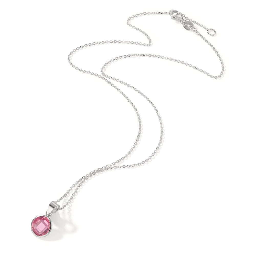 Chaînette avec pendentif Argent Zircone rose 40-42 cm Ø8 mm