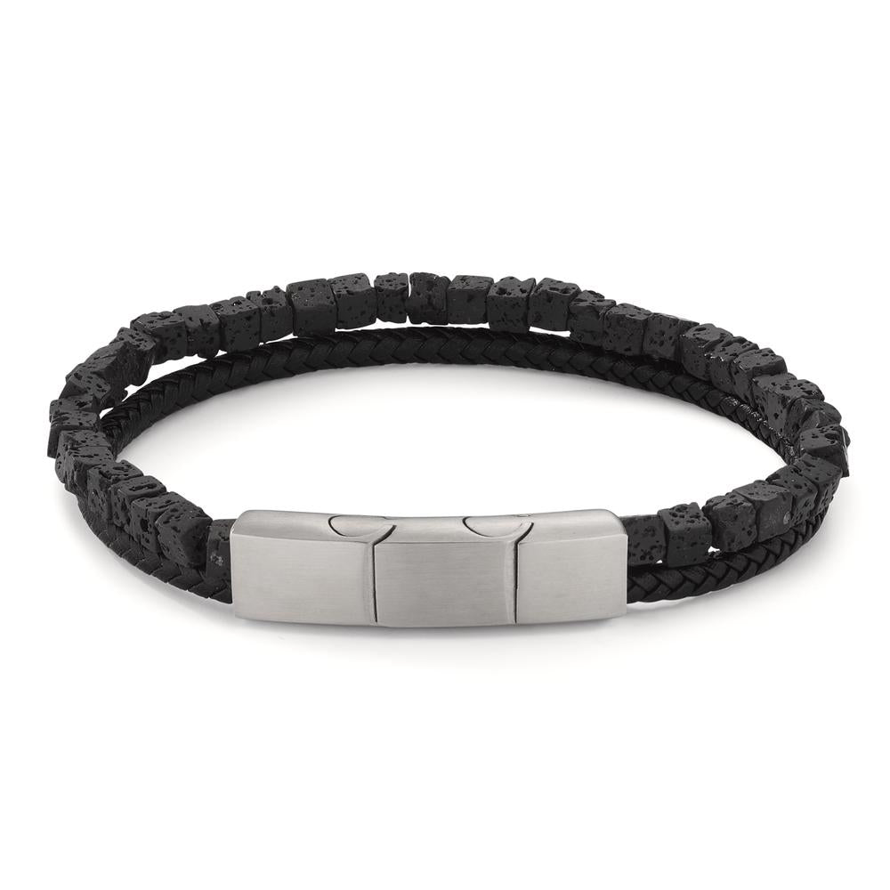 Bracelet Acier inoxydable, Cuir Lava 19.5-21 cm