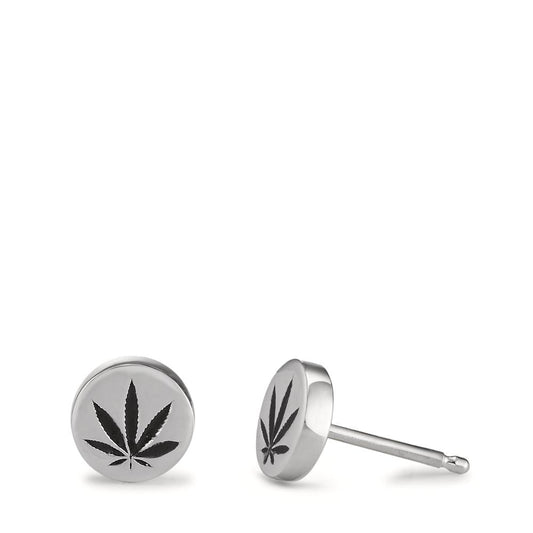 Clous d'oreilles Argent Émaillé Cannabis Ø7 mm