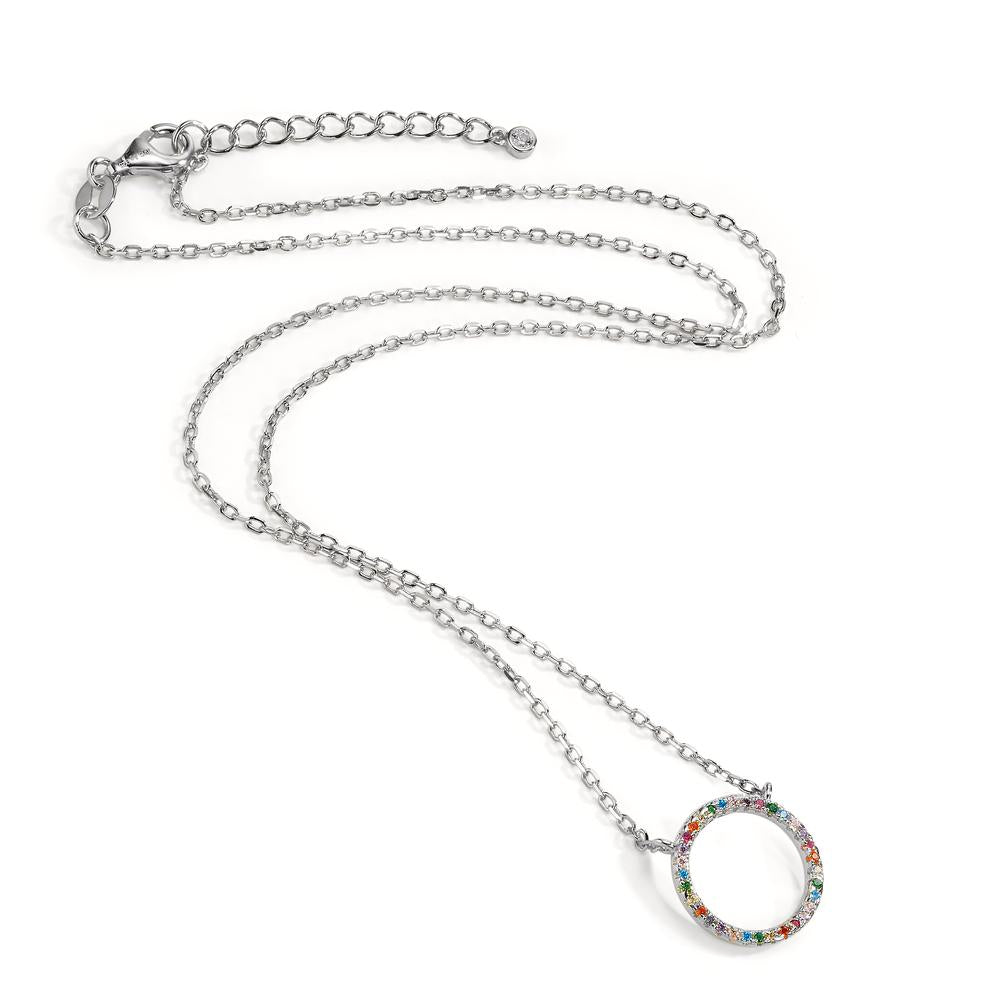 Collier Argent Zircone coloré Rhodié 42-45 cm Ø14 mm