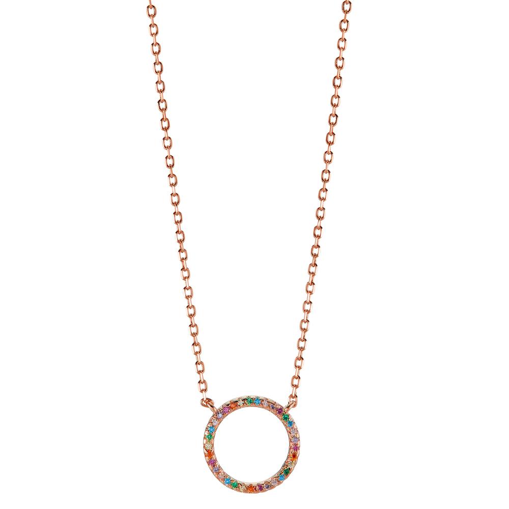 Collier Argent Zircone coloré rosé Plaqué or 42-45 cm Ø14 mm