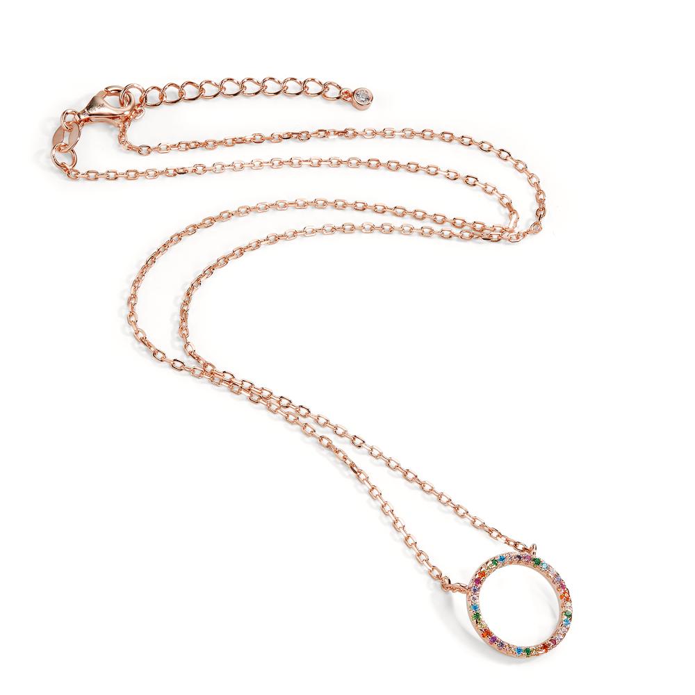 Collier Argent Zircone coloré rosé Plaqué or 42-45 cm Ø14 mm