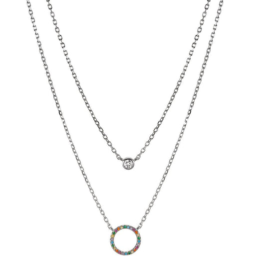 Collier Argent Zircone coloré Rhodié 42-45 cm