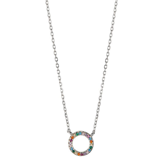 Collier Argent Zircone coloré Rhodié 42-45 cm Ø9 mm