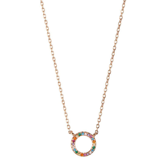 Collier Argent Zircone coloré rosé Plaqué or 42-45 cm Ø9 mm