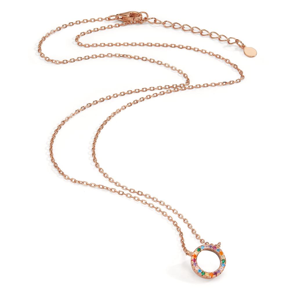 Collier Argent Zircone coloré rosé Plaqué or 42-45 cm Ø9 mm