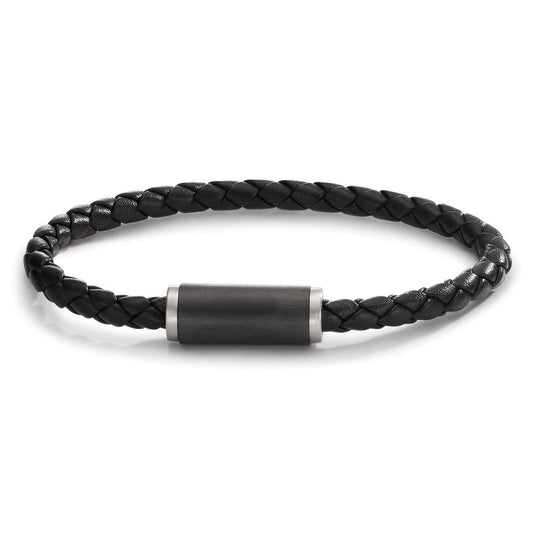 Bracelet Acier inoxydable, Cuir, Carbone 21 cm Ø5.5 mm