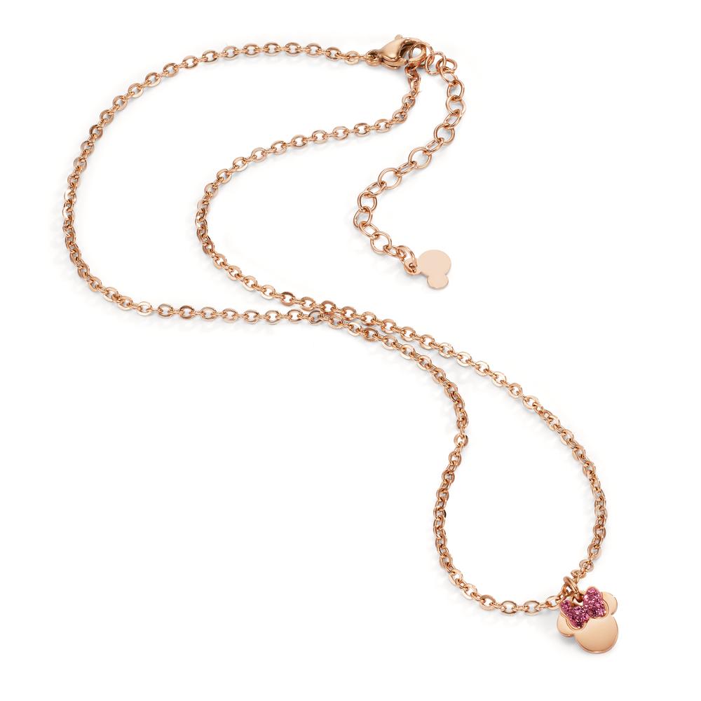 Collier Acier inoxydable Cristal rose rosé PVD 35-40 cm