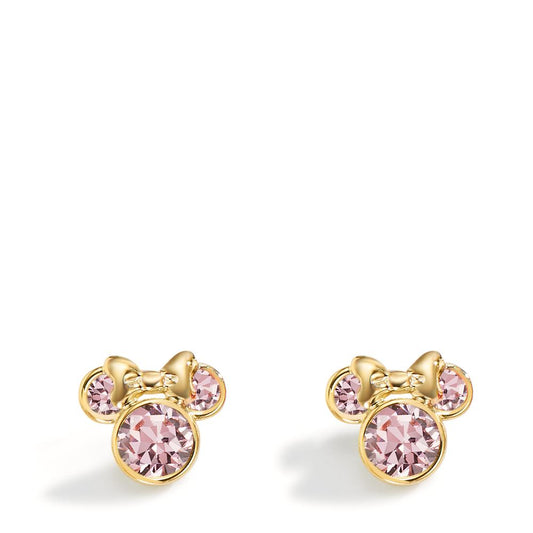 Clous d'oreilles Or jaune 9K Zircone rose, 6 Pierres Ø8 mm