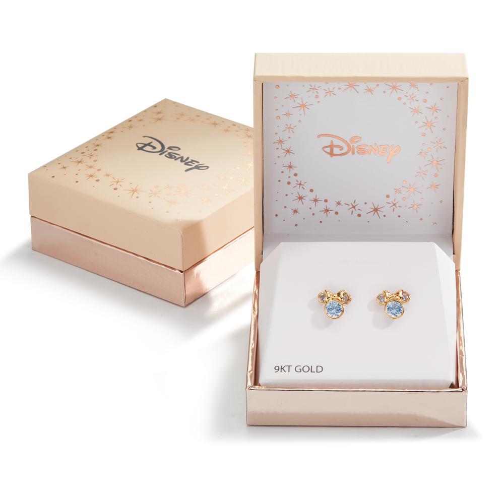 Clous d'oreilles Or jaune 9K Zircone aqua, 6 Pierres Ø8 mm