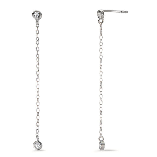 Pendant d'oreilles Argent Zircone 4 Pierres Rhodié