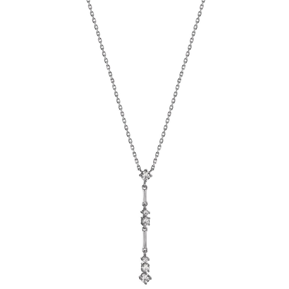 Collier Argent Zircone 6 Pierres Rhodié 40-45 cm