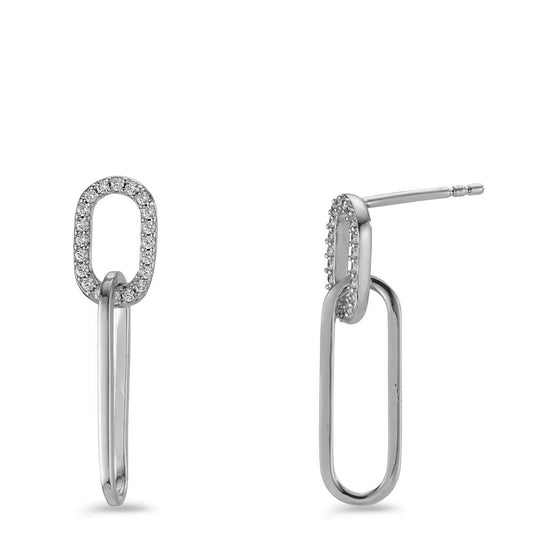 Pendant d'oreilles Argent Zircone Rhodié