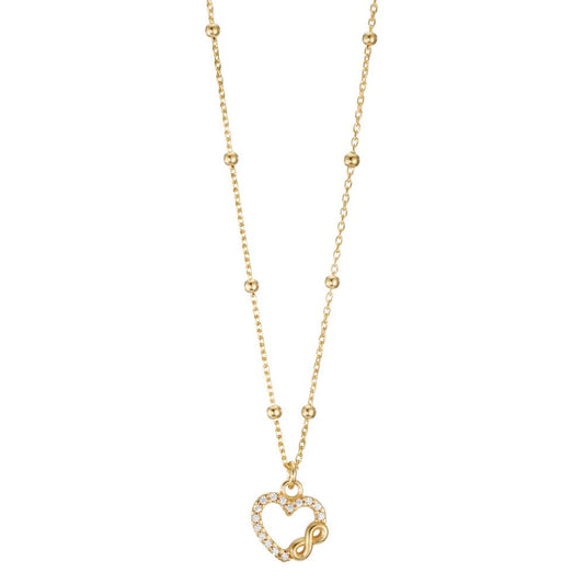 Collier Argent Zircone jaune Plaqué or Coeur 42-45 cm