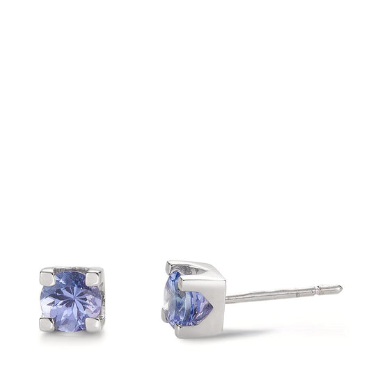 Clous d'oreilles Or blanc 18K Tanzanite 0.96 ct, 2 Pierres