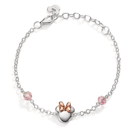 Bracelet Argent Zircone rose, 2 Pierres rosé Bicolore 14-17 cm