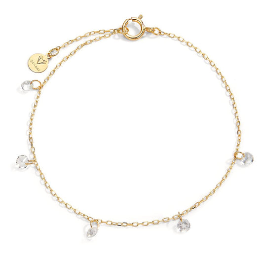 Bracelet Or jaune 18K Topaze blanc, 5 Pierres 16-18 cm