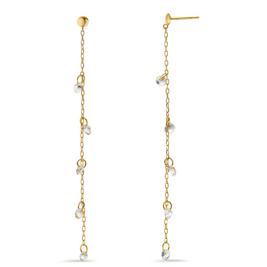 Pendant d'oreilles Or jaune 18K Topaze blanc, 10 Pierres