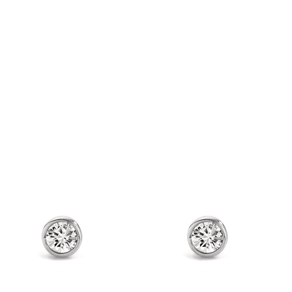 Clous d'oreilles Or blanc 18K Diamant 0.10 ct, 2 Pierres, w-si Ø3.5 mm