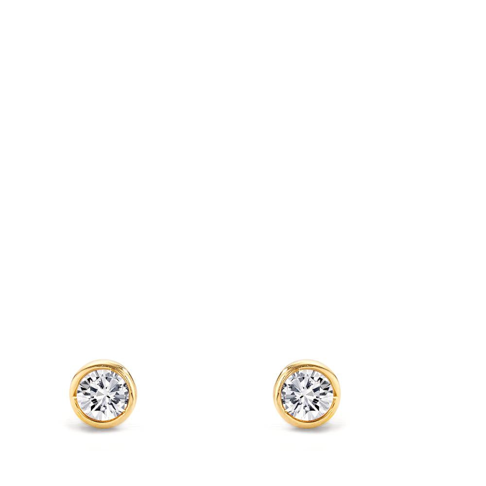 Clous d'oreilles Or jaune 18K Diamant 0.10 ct, 2 Pierres, w-si Ø3.5 mm