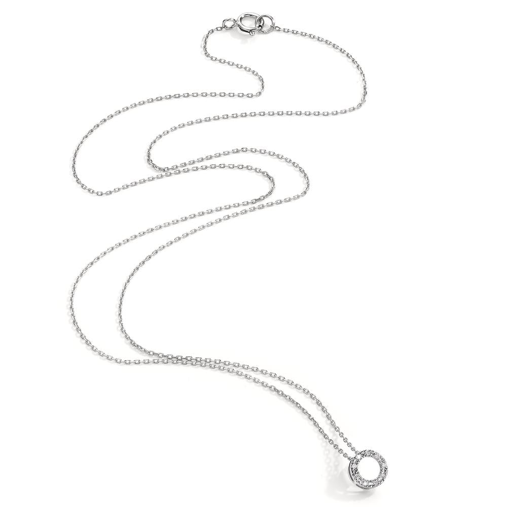 Collier Or blanc 18K Diamant 0.018 ct, 9 Pierres, w-si 42 cm