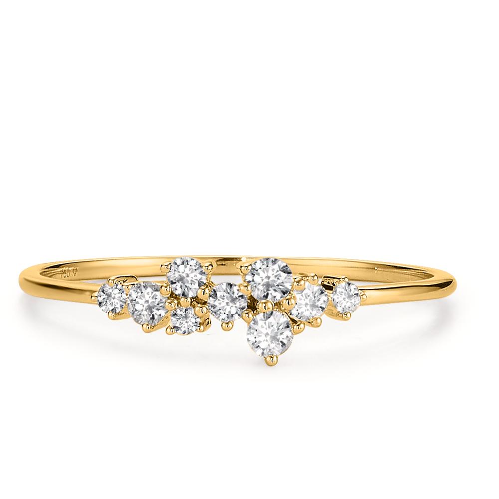 Bague Or jaune 18K Diamant 0.15 ct, 9 Pierres, w-si