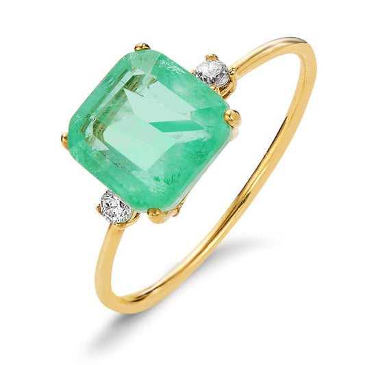 Bague Or jaune 18K Quartz vert, 3 Pierres