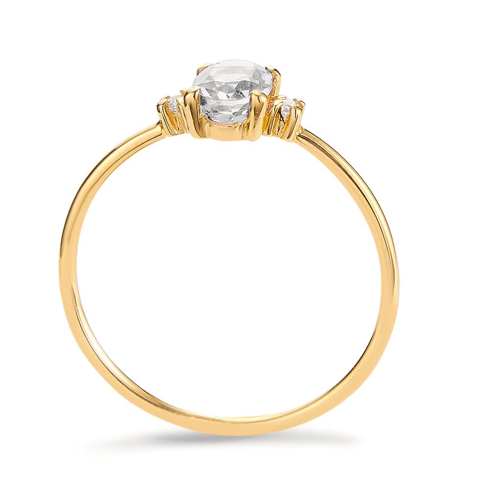 Bague Or jaune 18K Diamant 0.03 ct, 3 Pierres, w-si, Topaze blanc