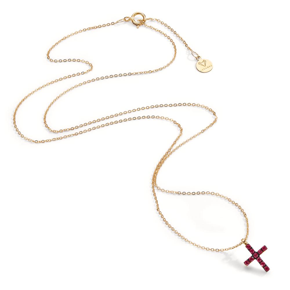 Collier Or jaune 18K Rubis 10 Pierres 40-42 cm