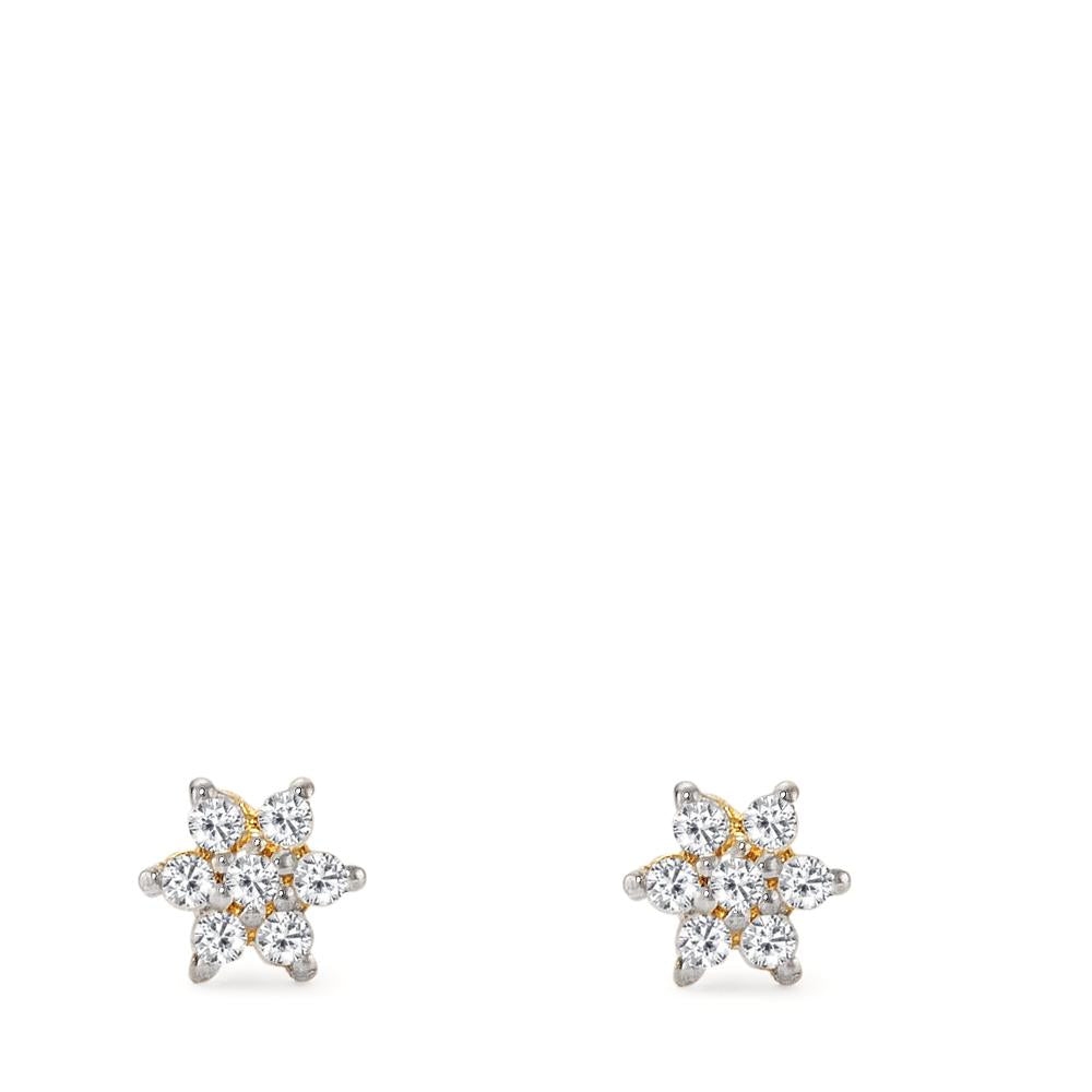 Clous d'oreilles Or jaune 18K Diamant 0.084 ct, 14 Pierres, w-si Ø3.5 mm