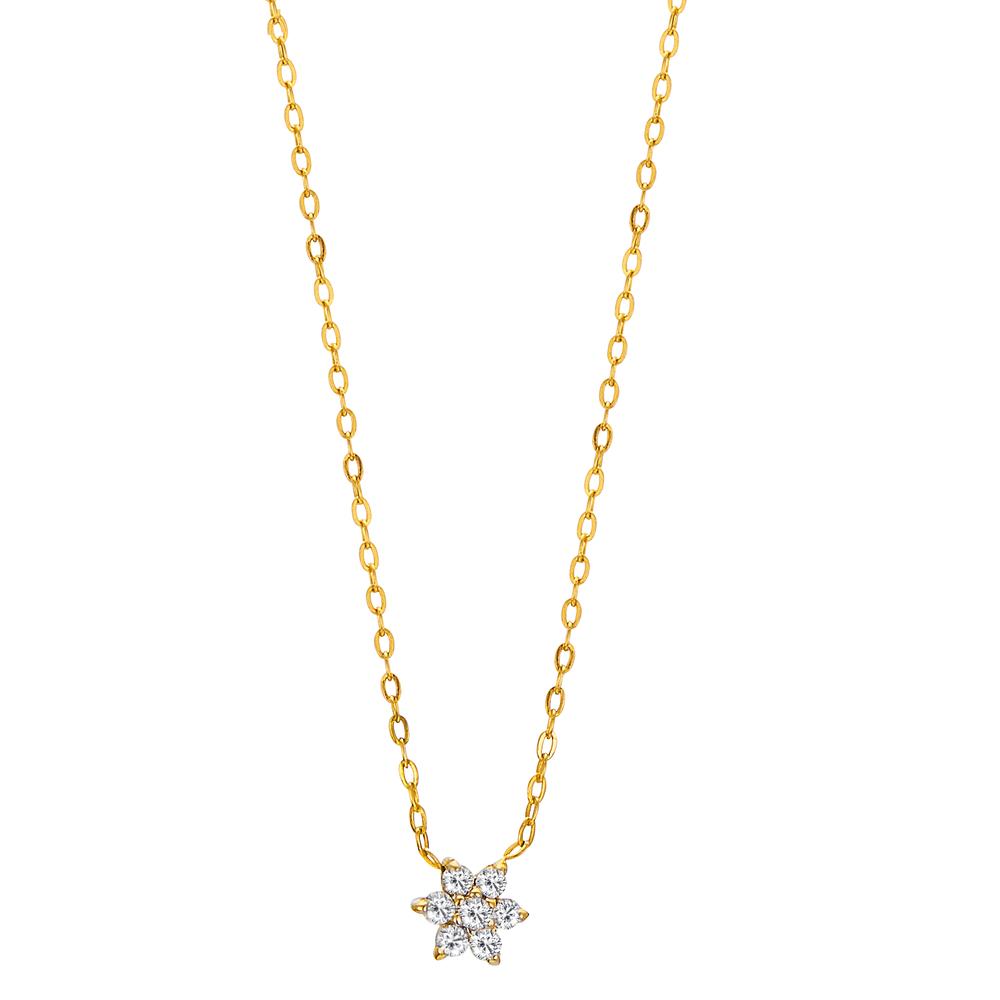 Collier Or jaune 18K Diamant 0.042 ct, 7 Pierres, w-si 40-42 cm