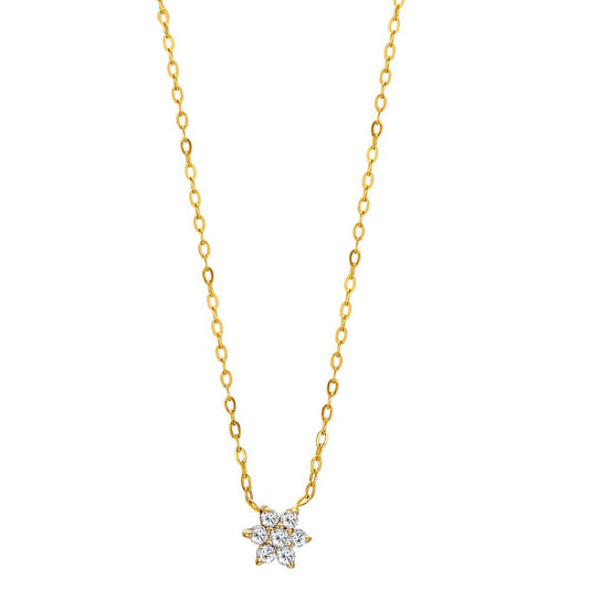 Collier Or jaune 18K Diamant 0.042 ct, 7 Pierres, w-si 40-42 cm