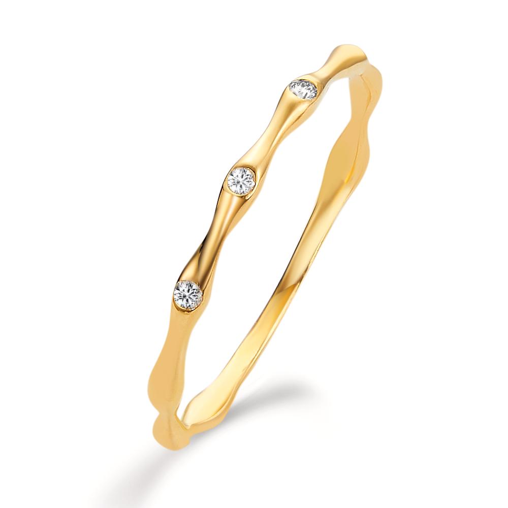 Bague Or jaune 18K Diamant 0.033 ct, 3 Pierres, w-si