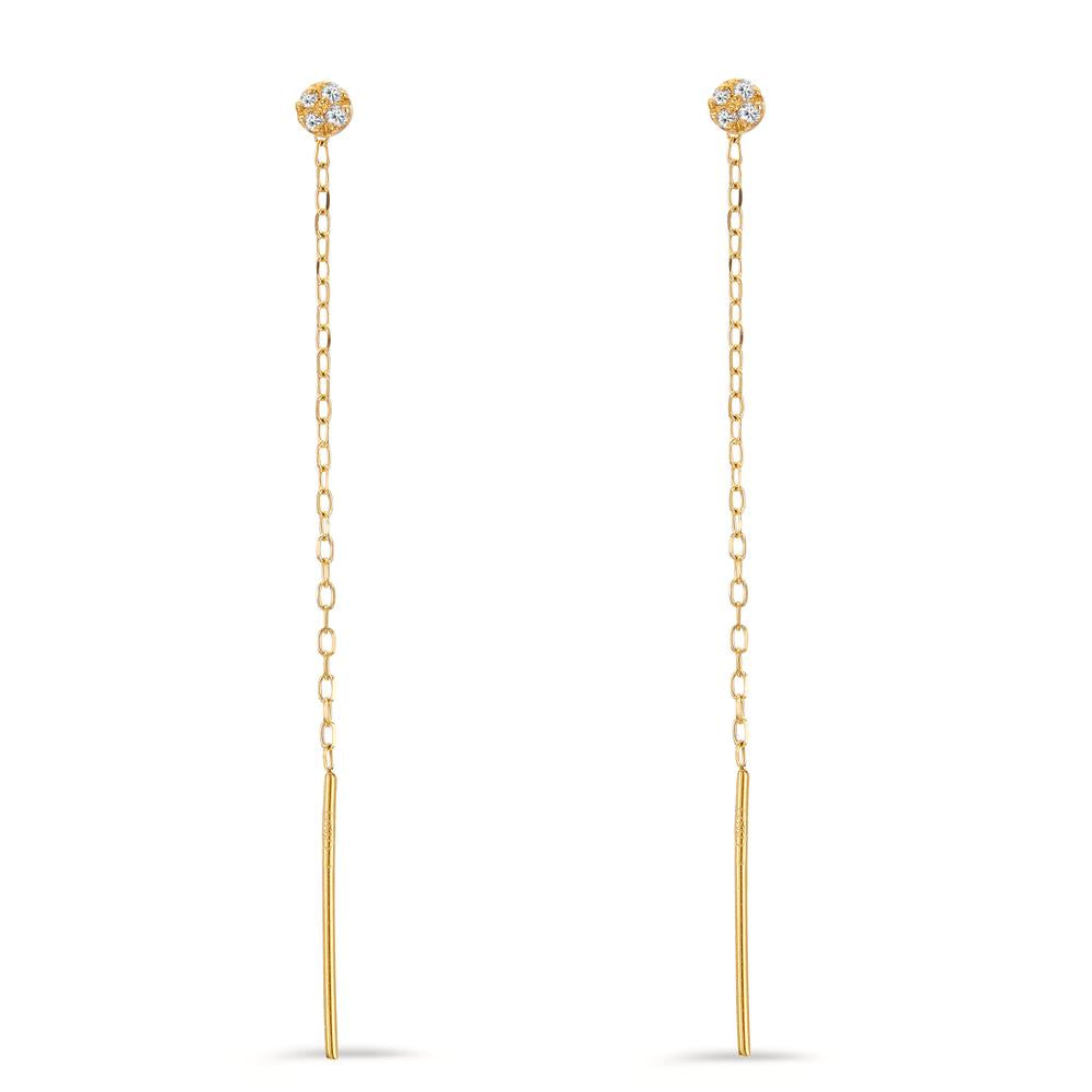 Boucles d'oreilles pendantes Or jaune 18K Diamant 8 Pierres, w-si Ø3 mm