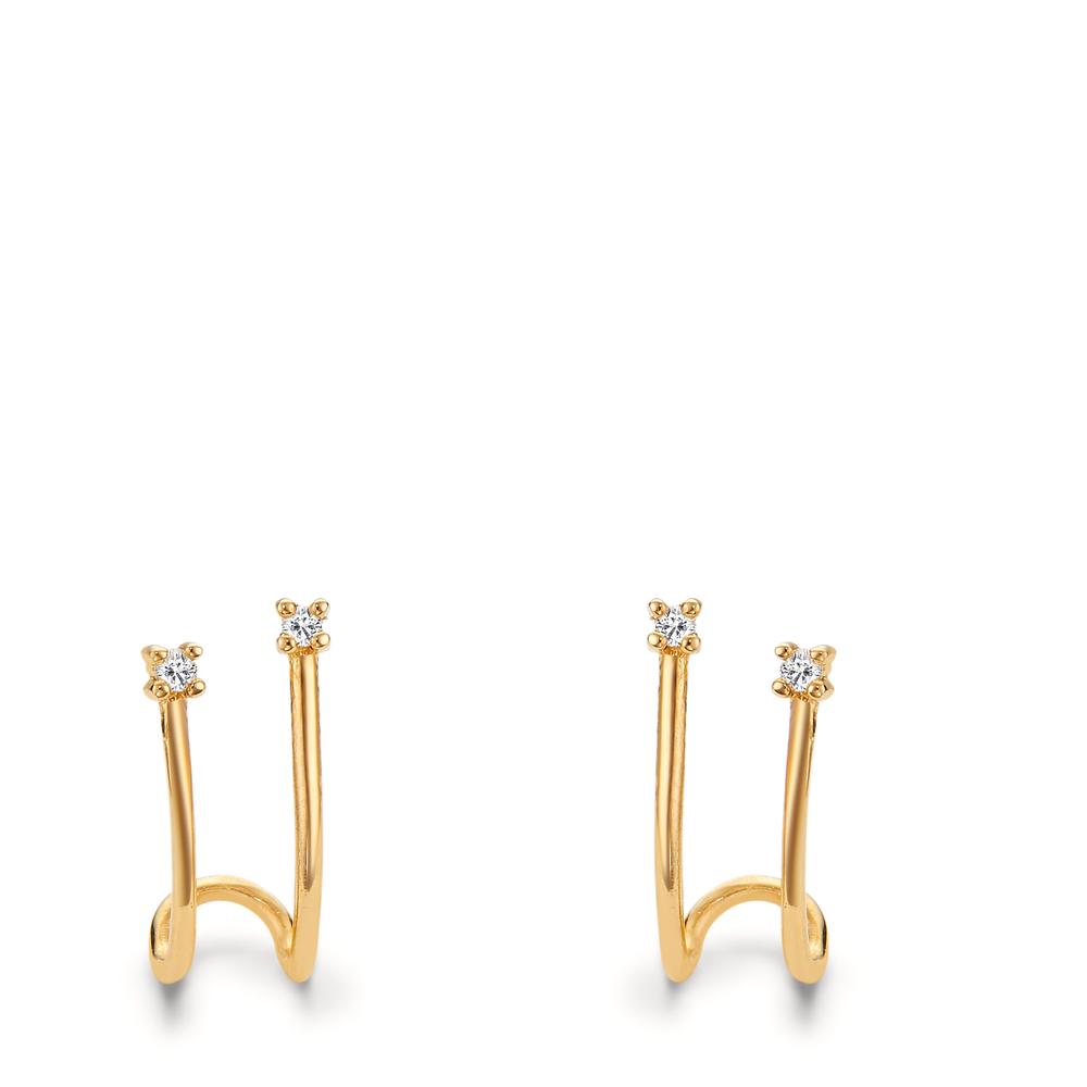 Clous d'oreilles Or jaune 18K Diamant 0.04 ct, 4 Pierres, w-si