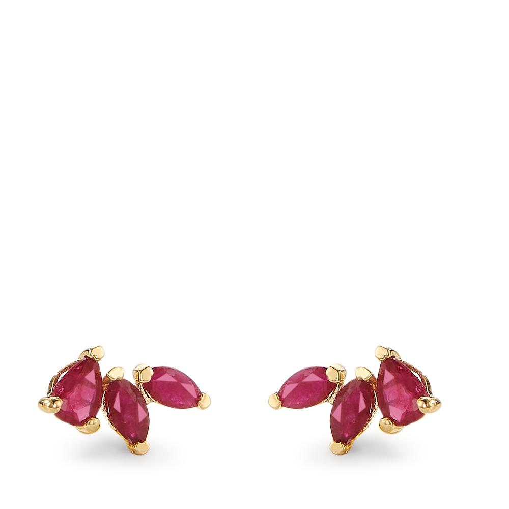 Clous d'oreilles Or jaune 18K Rubis 6 Pierres