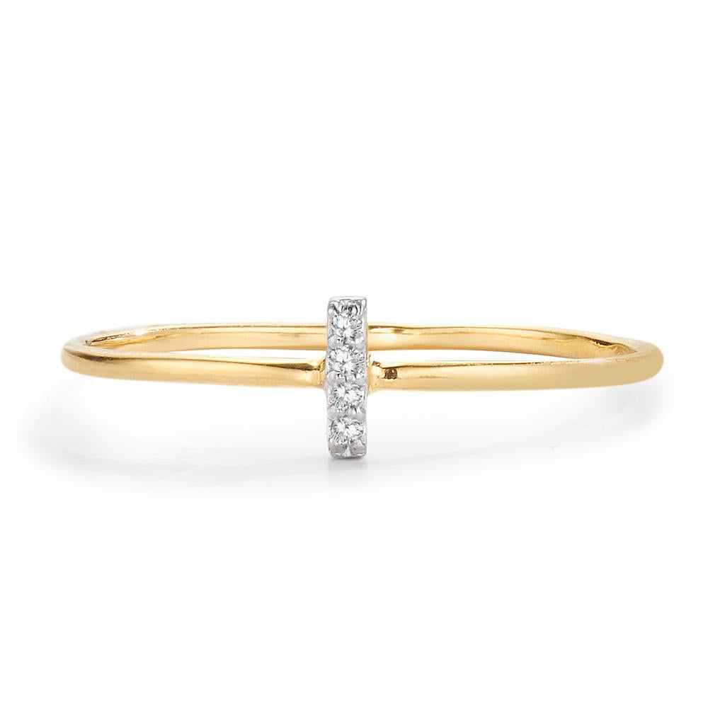 Bague Or jaune 18K Diamant 0.033 ct, 4 Pierres, w-si